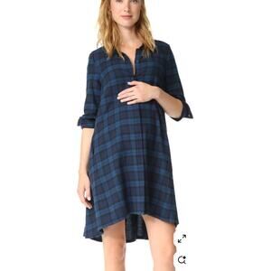 Hatch Maggie Lightweight Plaid Maternity Shirt Dress